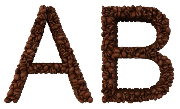 Kaffe teckensnitt en och b bokstäver isolerade — Stockfoto
