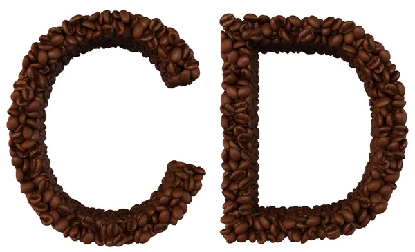 Coffee font C and D letters isolated — Zdjęcie stockowe