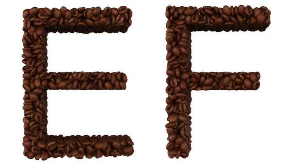 Koffie lettertype e en f letters geïsoleerd — Stockfoto