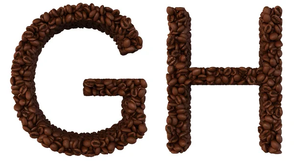 Kaffe teckensnitt g och h bokstäver isolerade — Stockfoto