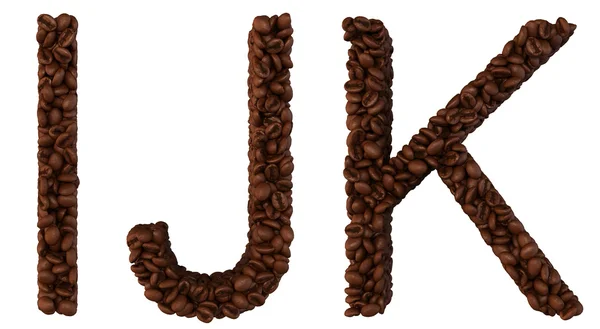 Font kávé i, j és k betű elszigetelt — Stock Fotó