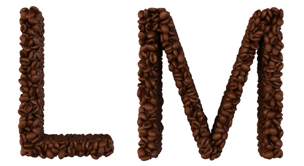 Fonte de café L e M letras isoladas — Fotografia de Stock