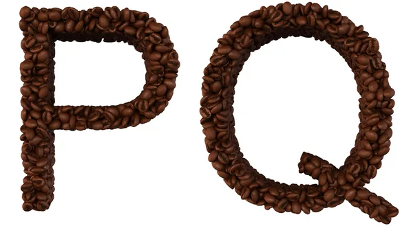Coffee font P and Q letters isolated — Stock Photo, Image