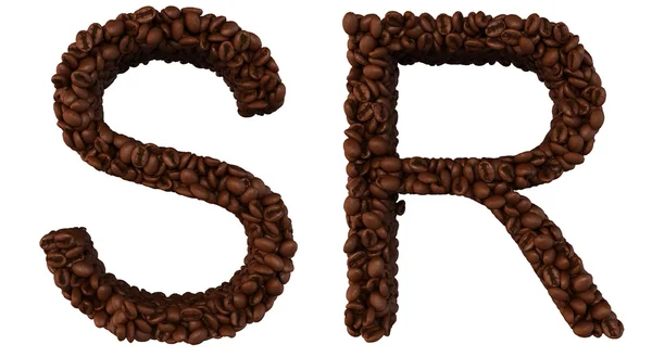 孤立的咖啡字体 s 和 r 字母 — 图库照片