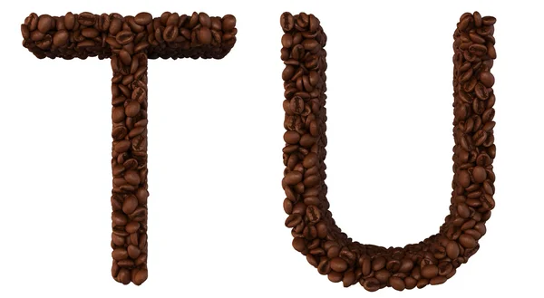 Koffie lettertype t en you brieven geïsoleerd — Stockfoto