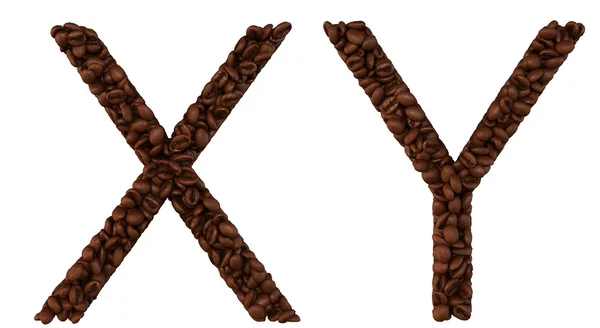 Kawa czcionki x i y listów na białym tle — Zdjęcie stockowe