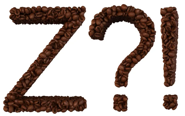 Carattere di caffè Z e wow, Quali simboli isolati — Foto Stock