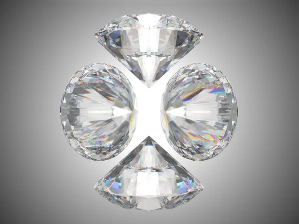 Quatro brilhantes diamantes lapidados ou pedras preciosas — Fotografia de Stock