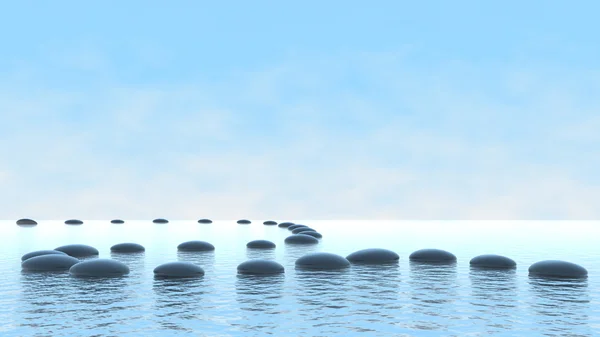 Harmony concept. Pebble path on water — Stock Photo, Image