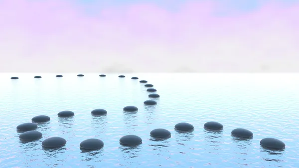 Harmony. Pebble path on the water — Stock Photo, Image