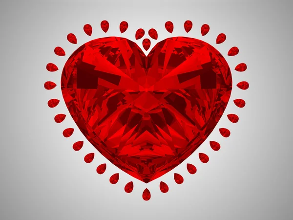 Великий червоний серце розрізав алмаз — стокове фото