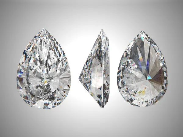 Três vistas de diamante pêra — Fotografia de Stock