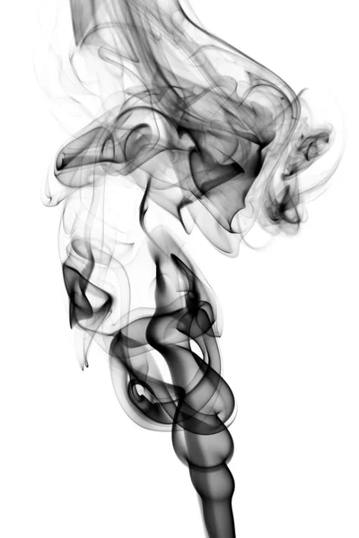 Bouffée abstraite de fumée noire sur blanc — Photo