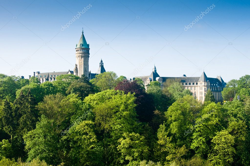 Luxembourg castle and green trees