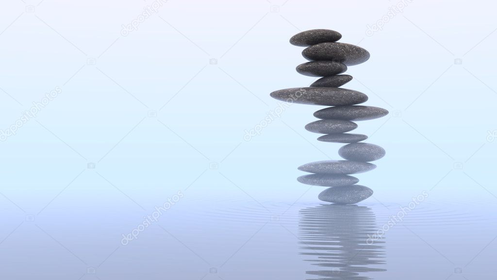 Mist and Plie of Pebbles on water