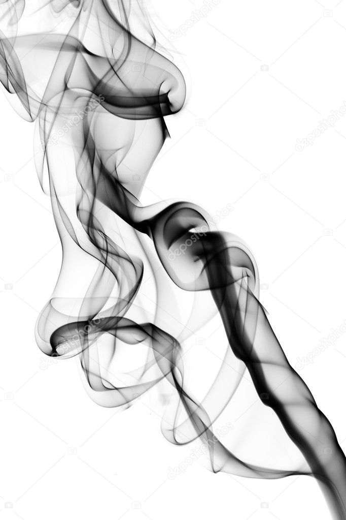 Abstract puff of black smoke on white
