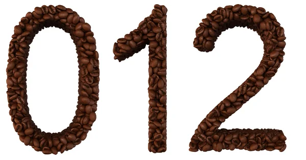 Kaffe teckensnitt 0 1 2 siffror isolerade — Stockfoto