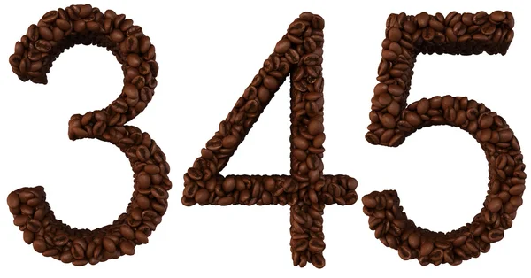 Kaffe teckensnitt 3 4 5 siffror isolerade — Stockfoto