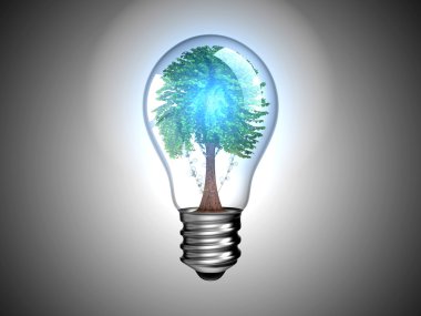 Lightbulb with blue light and tree clipart