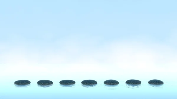 Kiezels op het water over blauw — Stockfoto
