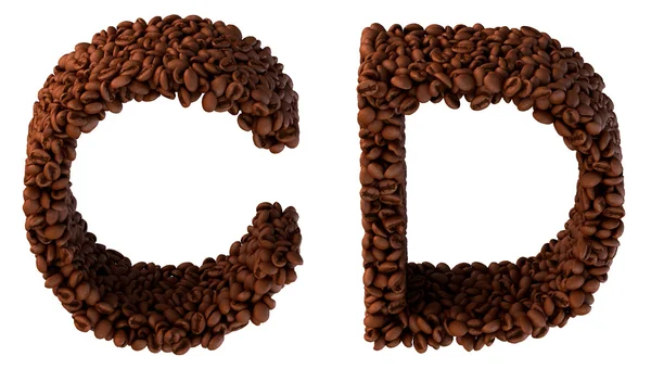 Gebrande koffie lettertype c en d letters — Stockfoto