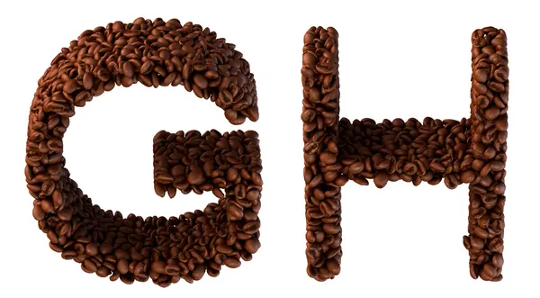 Kawa palona czcionki g i h litery — Zdjęcie stockowe
