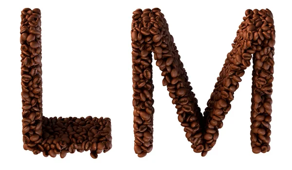 Kawa palona czcionki litery l i m — Zdjęcie stockowe