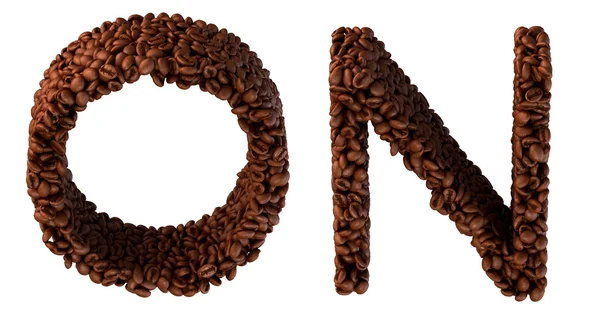 볶은 커피 글꼴 n 및 o 편지 — 스톡 사진