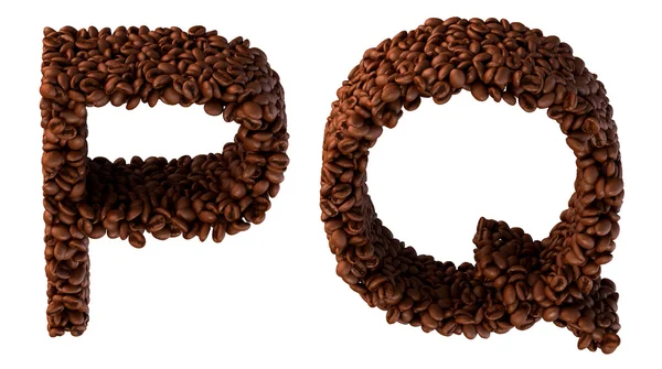 烤的咖啡字体 p 和 q 字母 — 图库照片