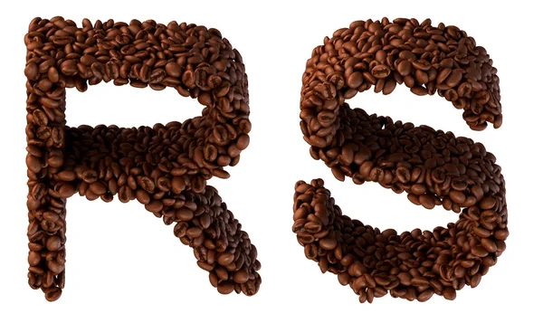 Αλεσμένος καφές s και r τα γράμματα της γραμματοσειράς — Φωτογραφία Αρχείου