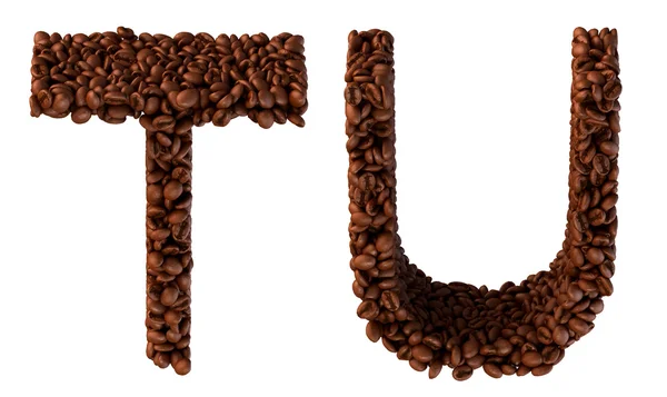 Fonte de café torrado letras T e U — Fotografia de Stock