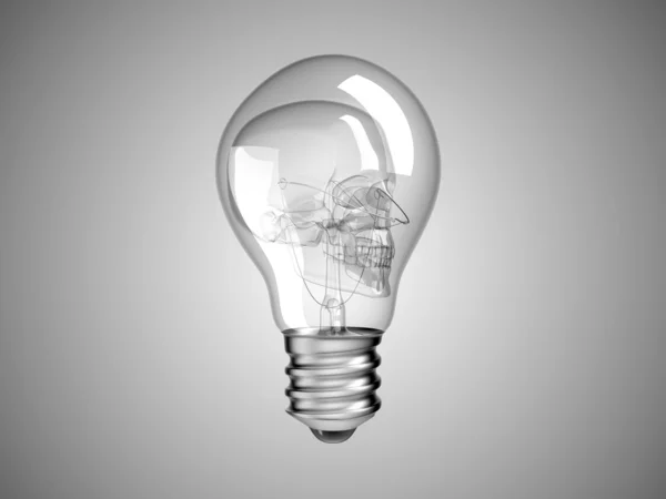 stock image Skull inside Lightbulb - health or death