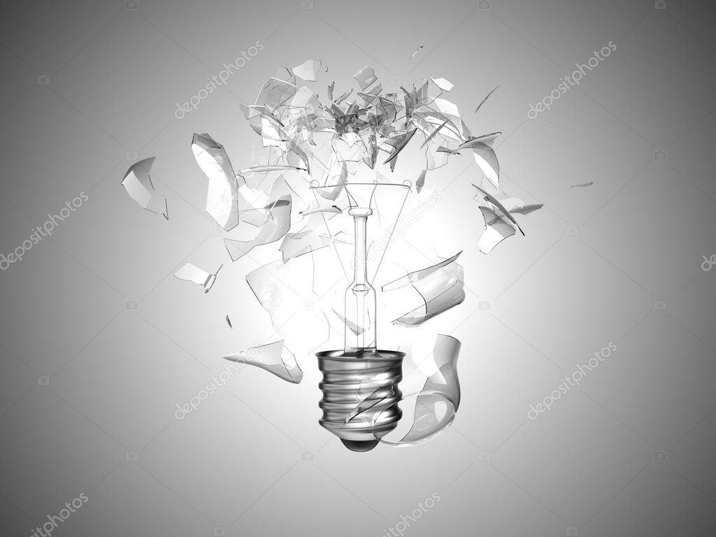 Bad idea. Crushed lightbulb over grey