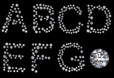 Diamond A-G letters with gem clipart