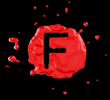 siyah zemin üzerine kırmızı blob f harfi