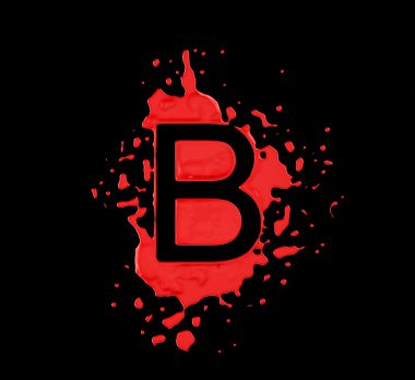 Red blot B letter over black background clipart