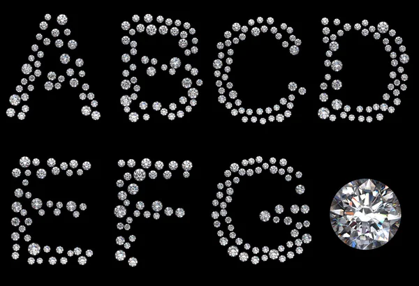 钻石与宝石 a-g 字母 — 图库照片