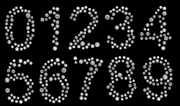 Diamond numerals 0-9 on black — Stock Photo, Image