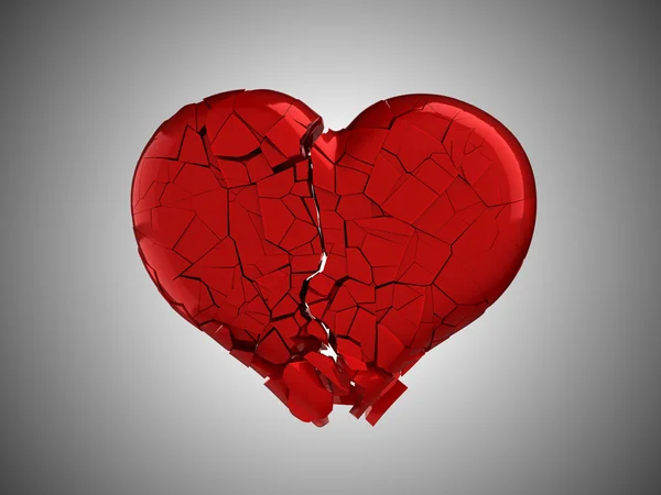Боль и боль. Красное разбитое сердце — стоковое фото