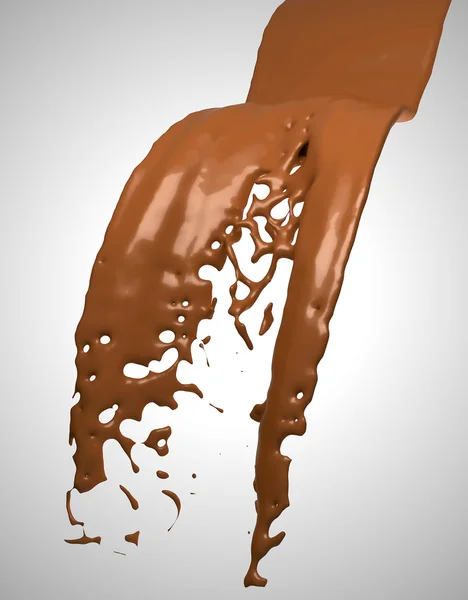 Liquid milk chocolate flow — Stock Photo, Image