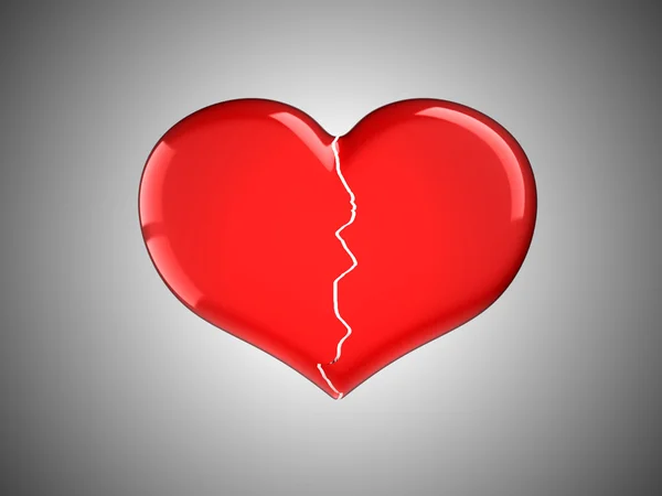 Amor perdido. Corazón roto rojo — Foto de Stock