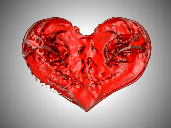 Liefde en passie - rode vloeistof hart vorm — Stockfoto