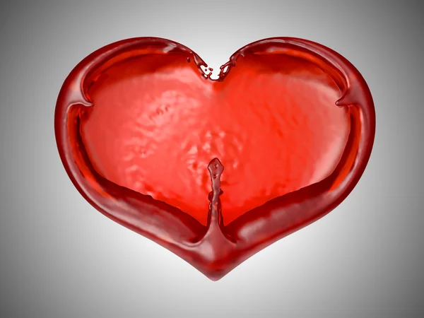 Láska a romantika - červené tekutiny srdce tvar — Stock fotografie
