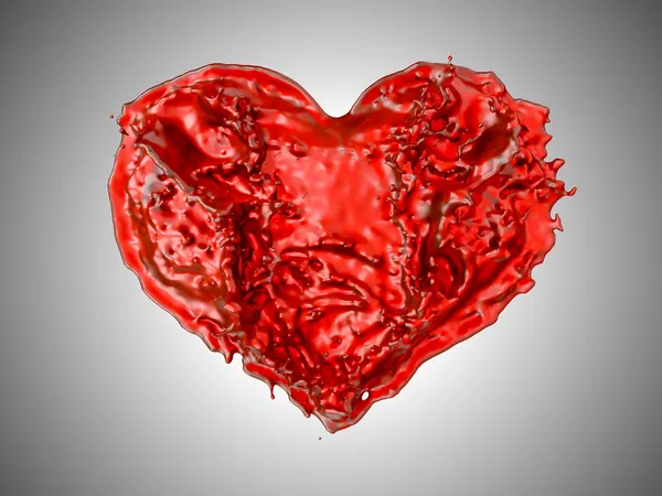 Láska - červené tekutiny srdce tvar — Stock fotografie