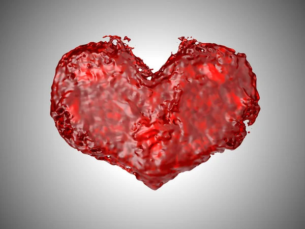 Tvaru tekutých srdce láskou - červená — Stock fotografie