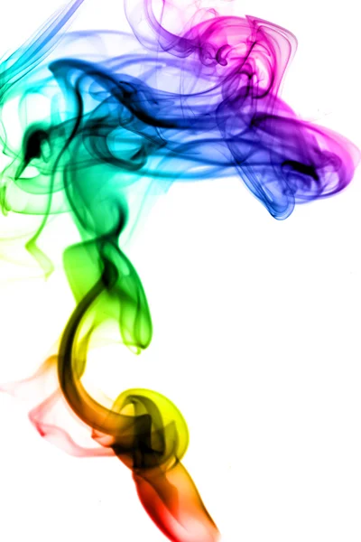 Magic colorful fume swirl on white — Stock Photo, Image
