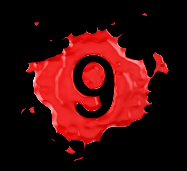 Red blob 9 figura sobre fundo preto — Fotografia de Stock