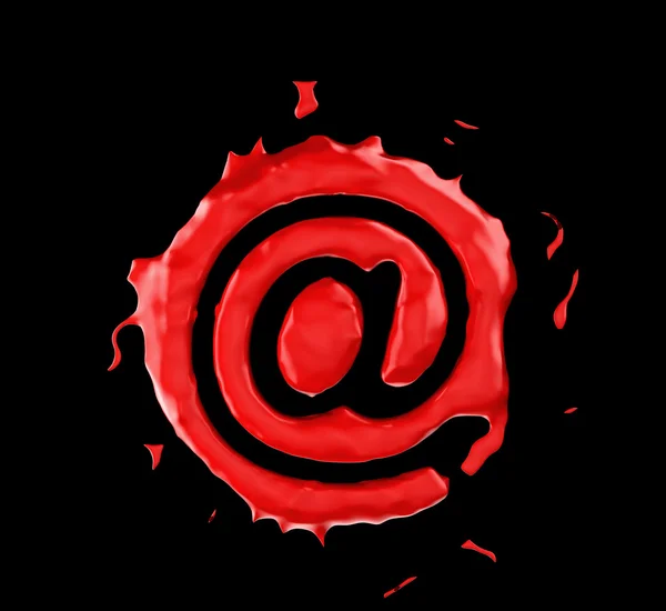 Blob vermelho no símbolo sobre fundo preto — Fotografia de Stock