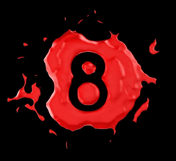 Rød klat otte tal over sort baggrund - Stock-foto