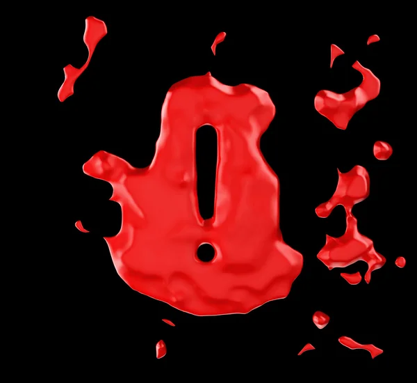 Red blob exclamation mark over black — Stock Photo, Image